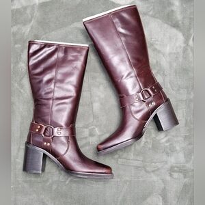 Elegant Brown Leather Knee-High Boots